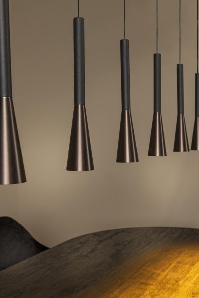 Lucide JOAKIM - Pendant light - LED Dim. - CCT - 7x6,2W 2700K/4000K - With replaceable LED module - Coffee - Premium